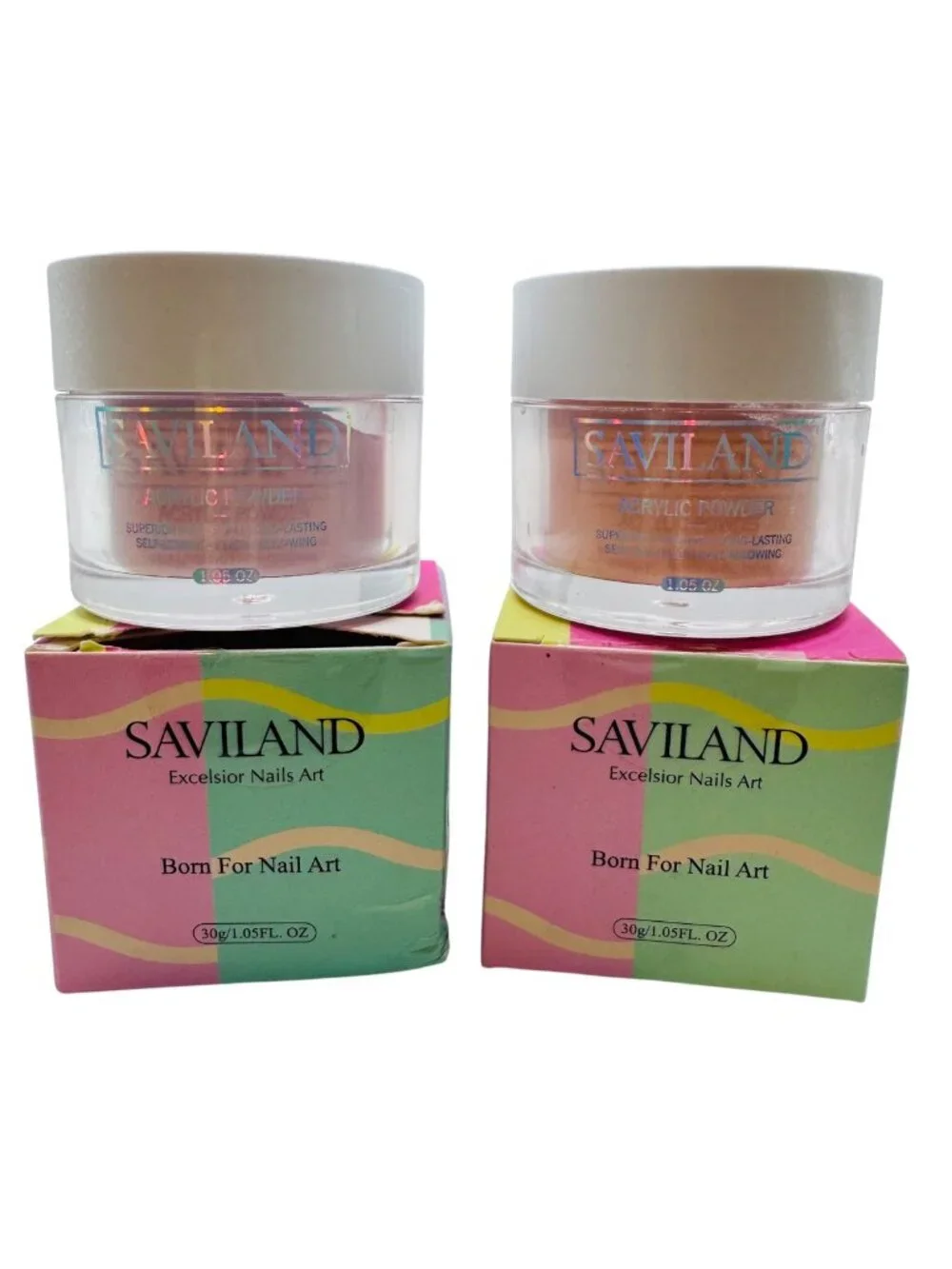 Saviland Acrylic Nail Powder Set - Pale Pink Kiss & Pink Shades - 30g Each